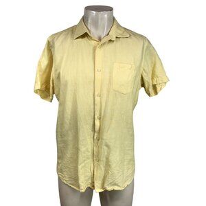 BANANA REPUBLIC- MEN'S MEDIUM - YELLOW SHORT SLEEVE BUTTON UP LINEN SHIRT